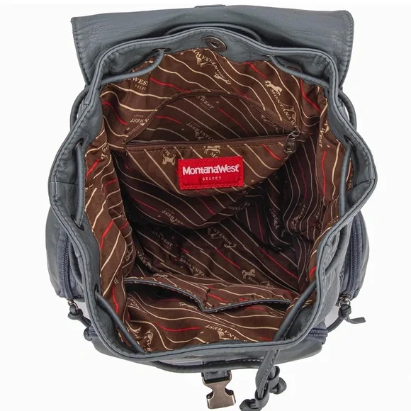 Montana West Gray Edgy Backpack with Metal Studs - Picture 6 of 7